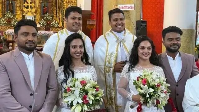 केरल में अनोखी शादी: जुड़वा बहनों ने जुड़वा भाइयों संग रचाया ब्याह, जुड़वा पादरियों ने कराई रस्में 1 n721701573178558638280372905813f2d6a09a4e136644e550d4b375f8a9e3727b44975b92cee8d6bdf807